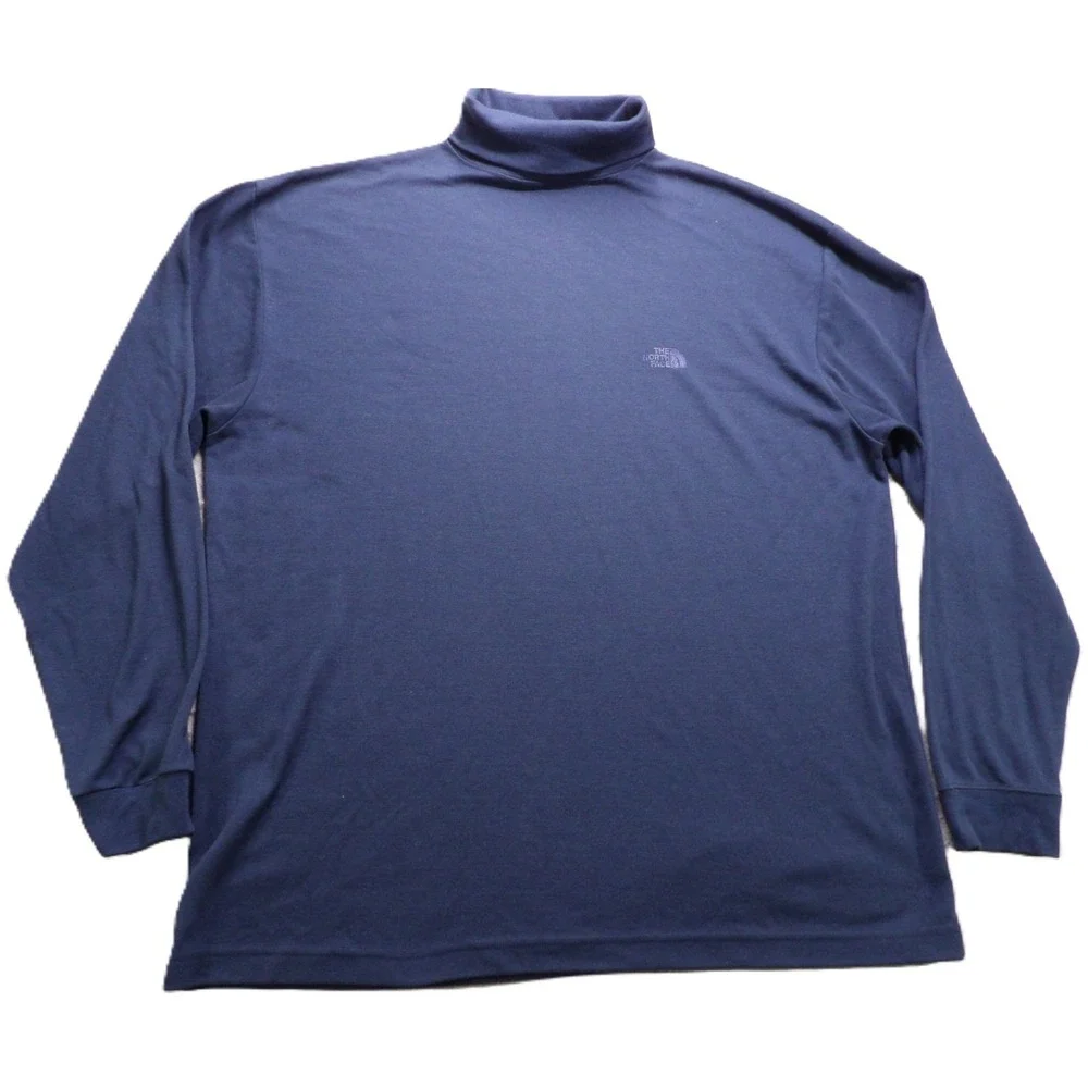 VTG 90s The North Face Turtleneck Base Layer Shirt XL Navy Blue Polyester USA LS